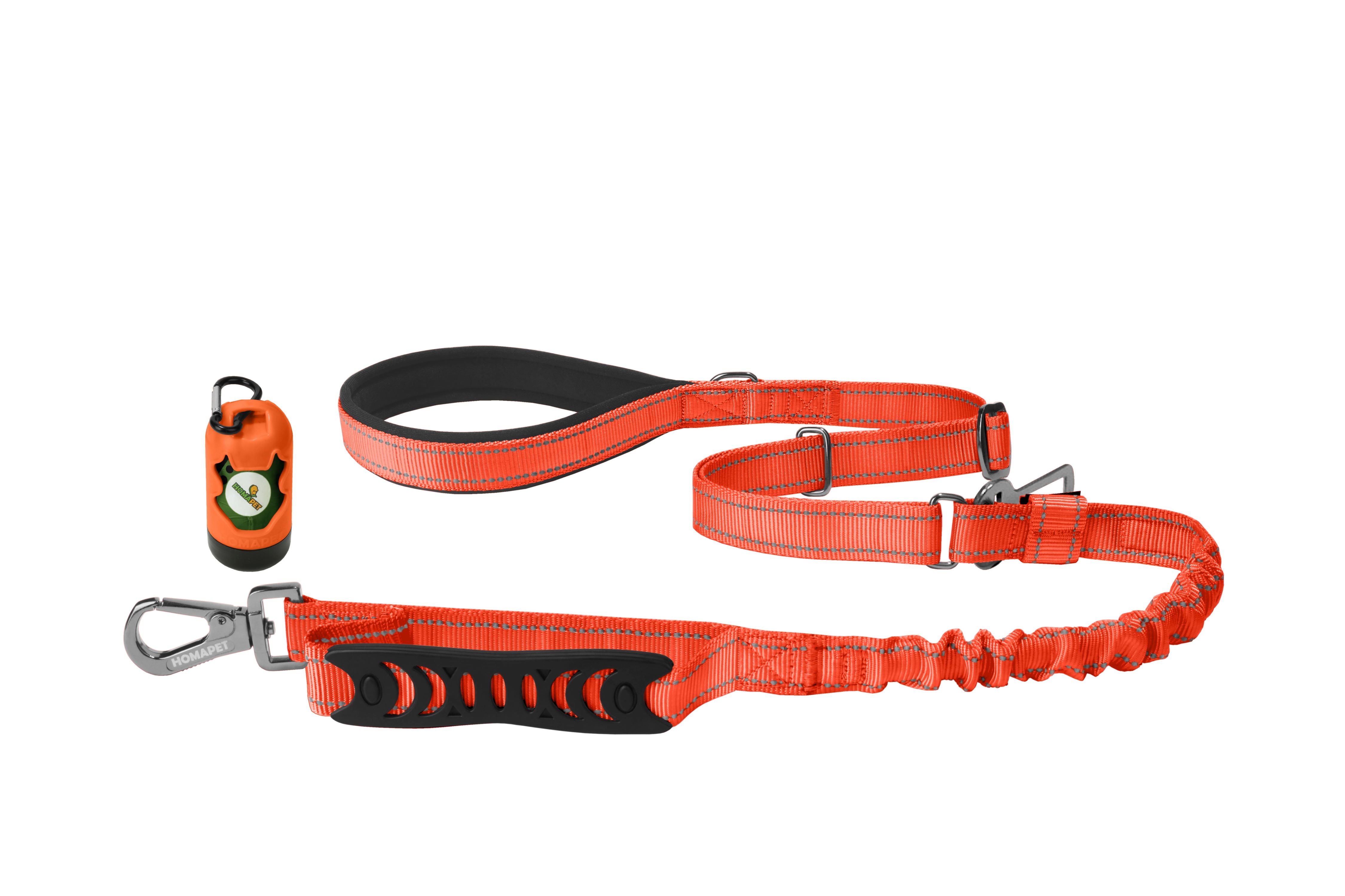 Orange Nylon Adjustable Bungee Dog Leash
