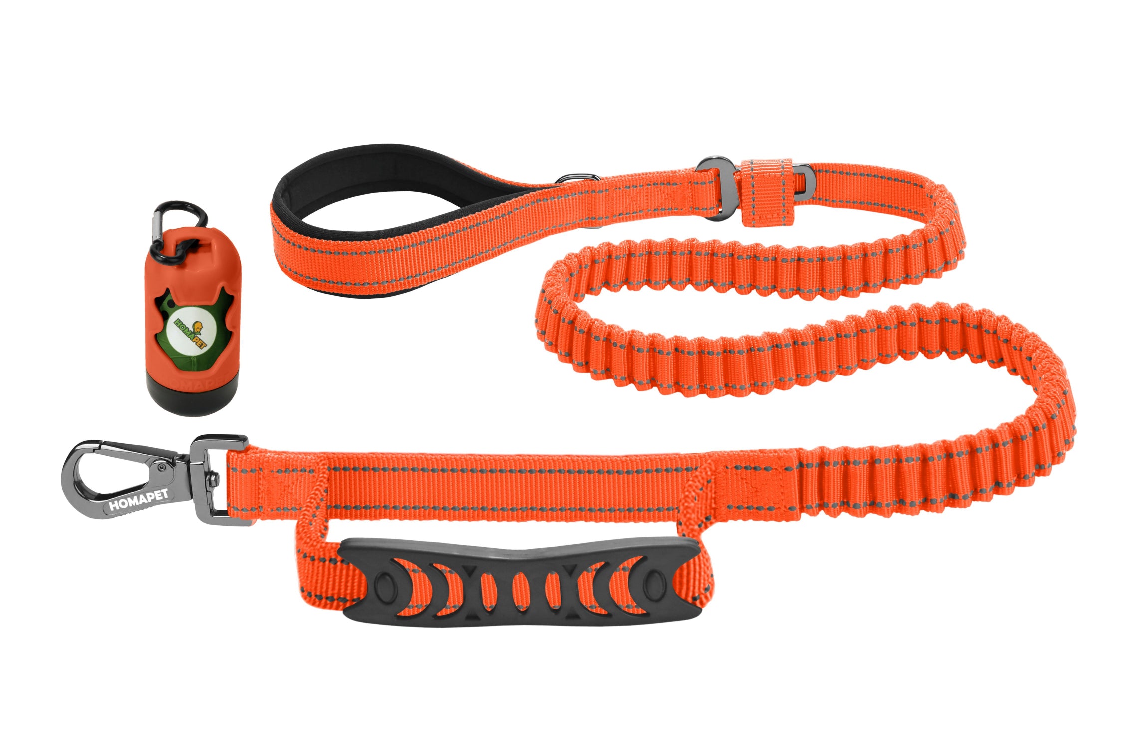 Orange Polyester Full Bungee Dog Leash