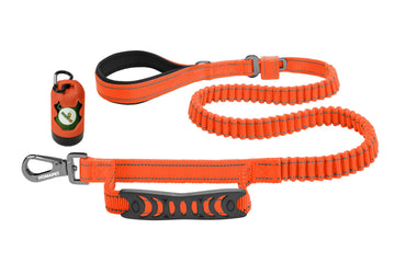 Orange Polyester Full Bungee Dog Leash