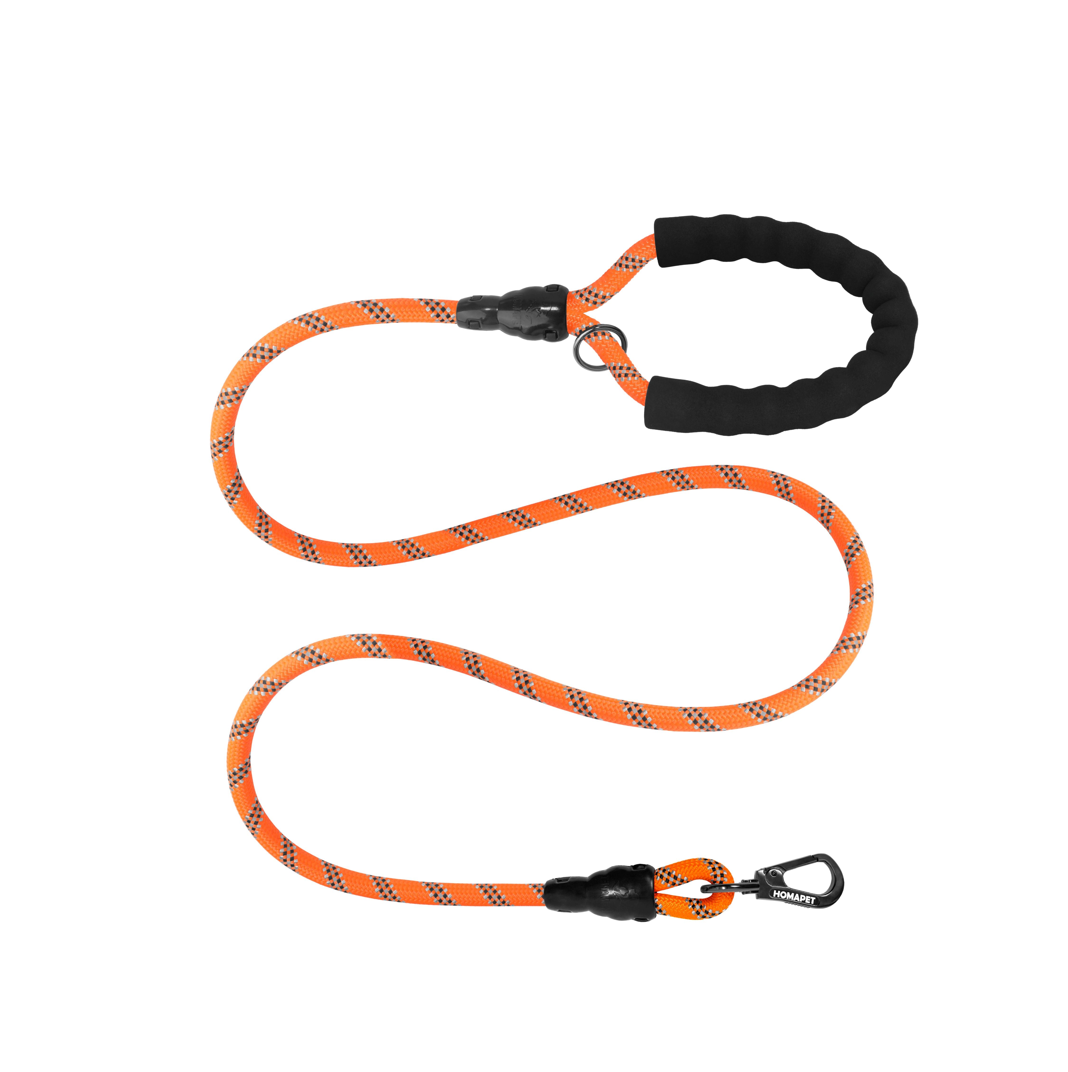 Orange Black - Grey Braided Polyester Reflective Dog Rope