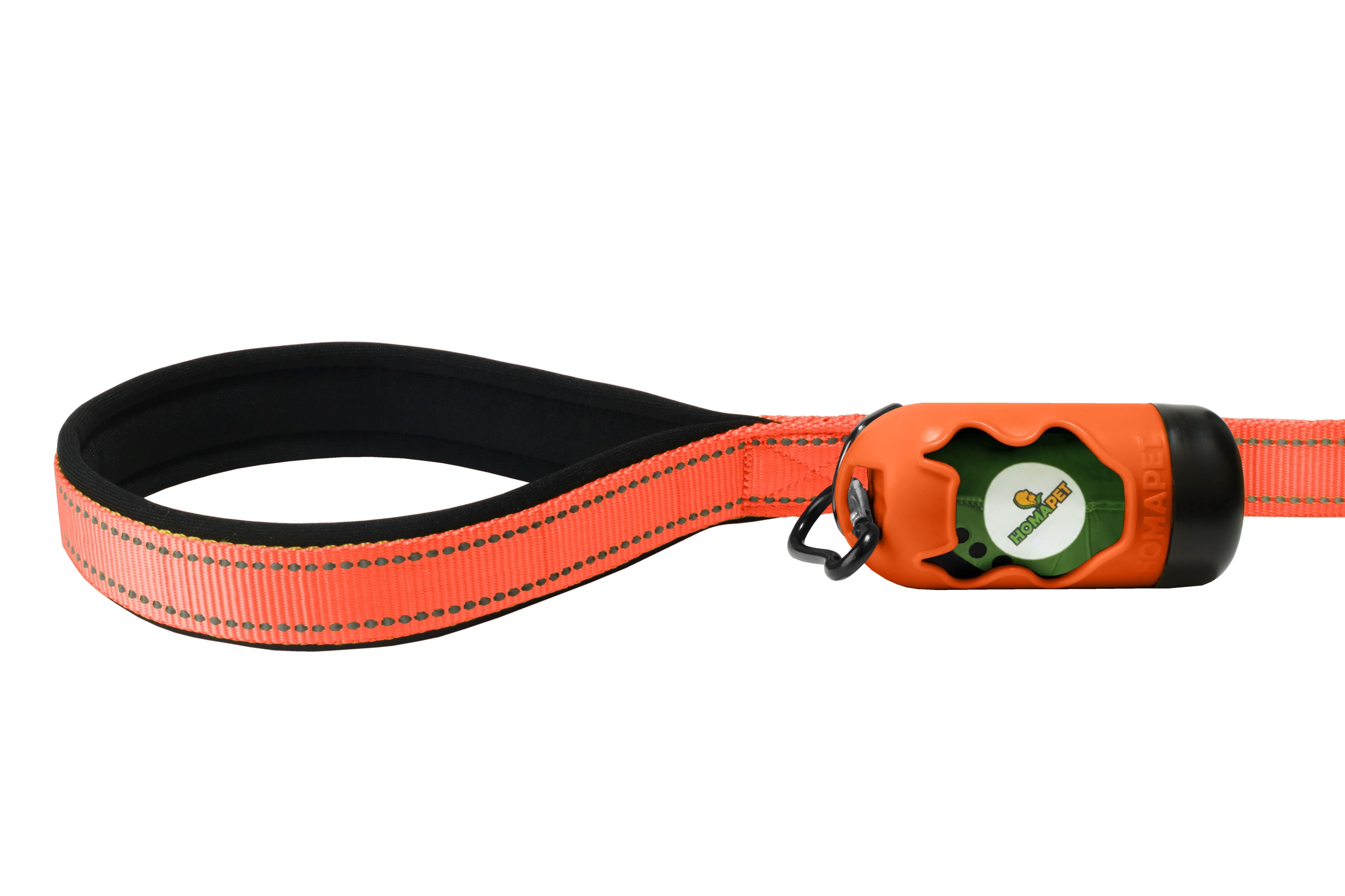 Orange Nylon Adjustable Bungee Dog Leash