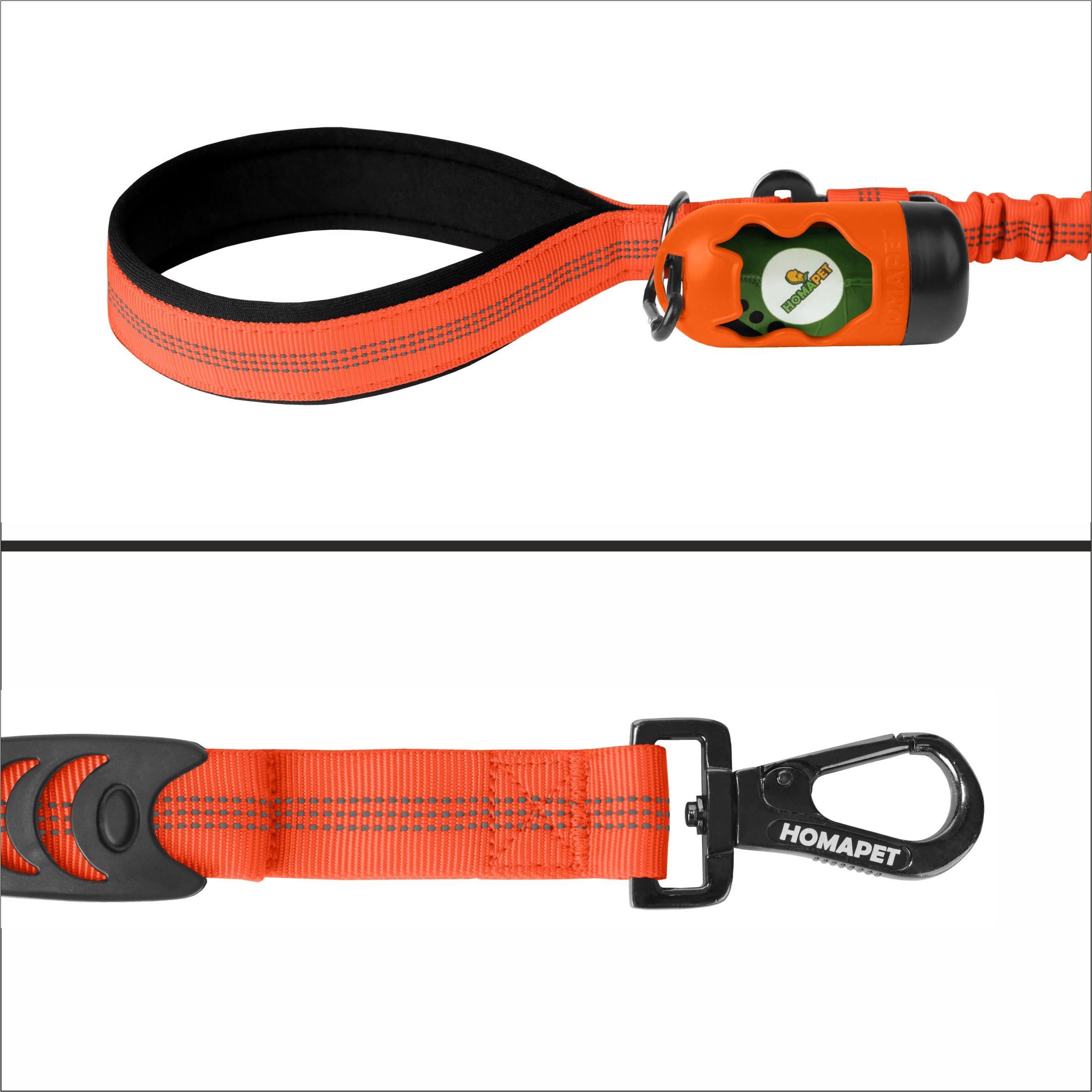 Orange Nylon Full Bungee Dog Leash