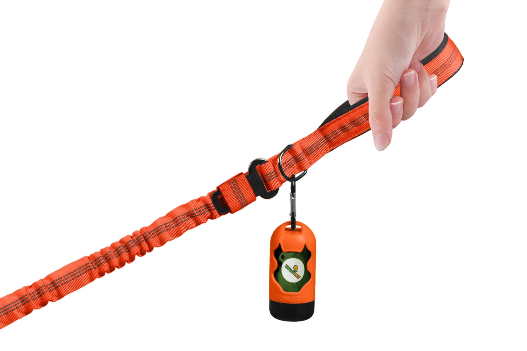 Orange Nylon Full Bungee Dog Leash