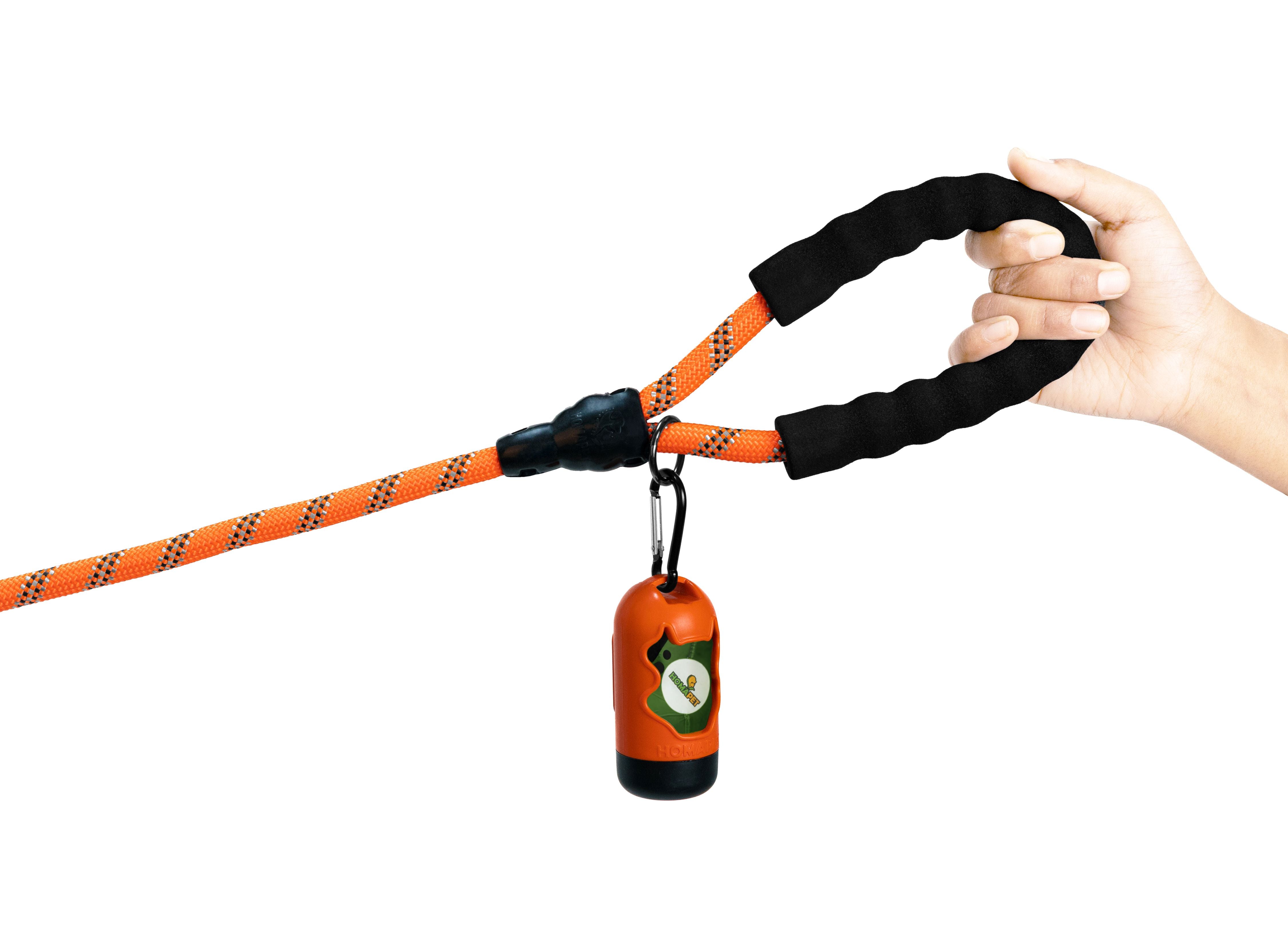 Orange Black - Grey Braided Polyester Reflective Dog Rope
