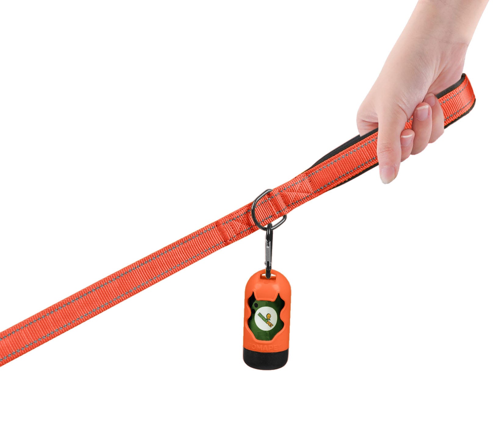 Orange Nylon Adjustable Bungee Dog Leash