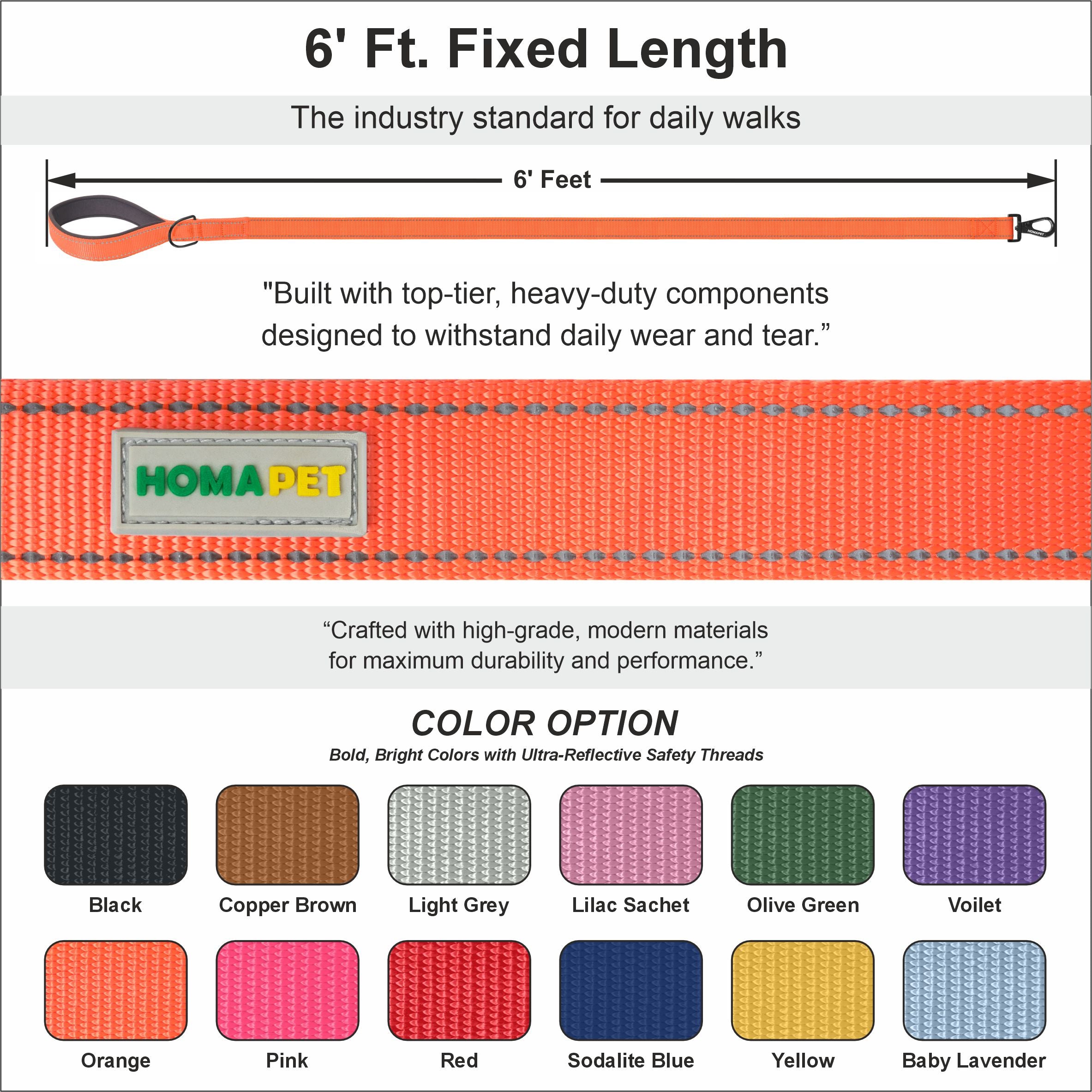 F Orange Nylon Dog Leash