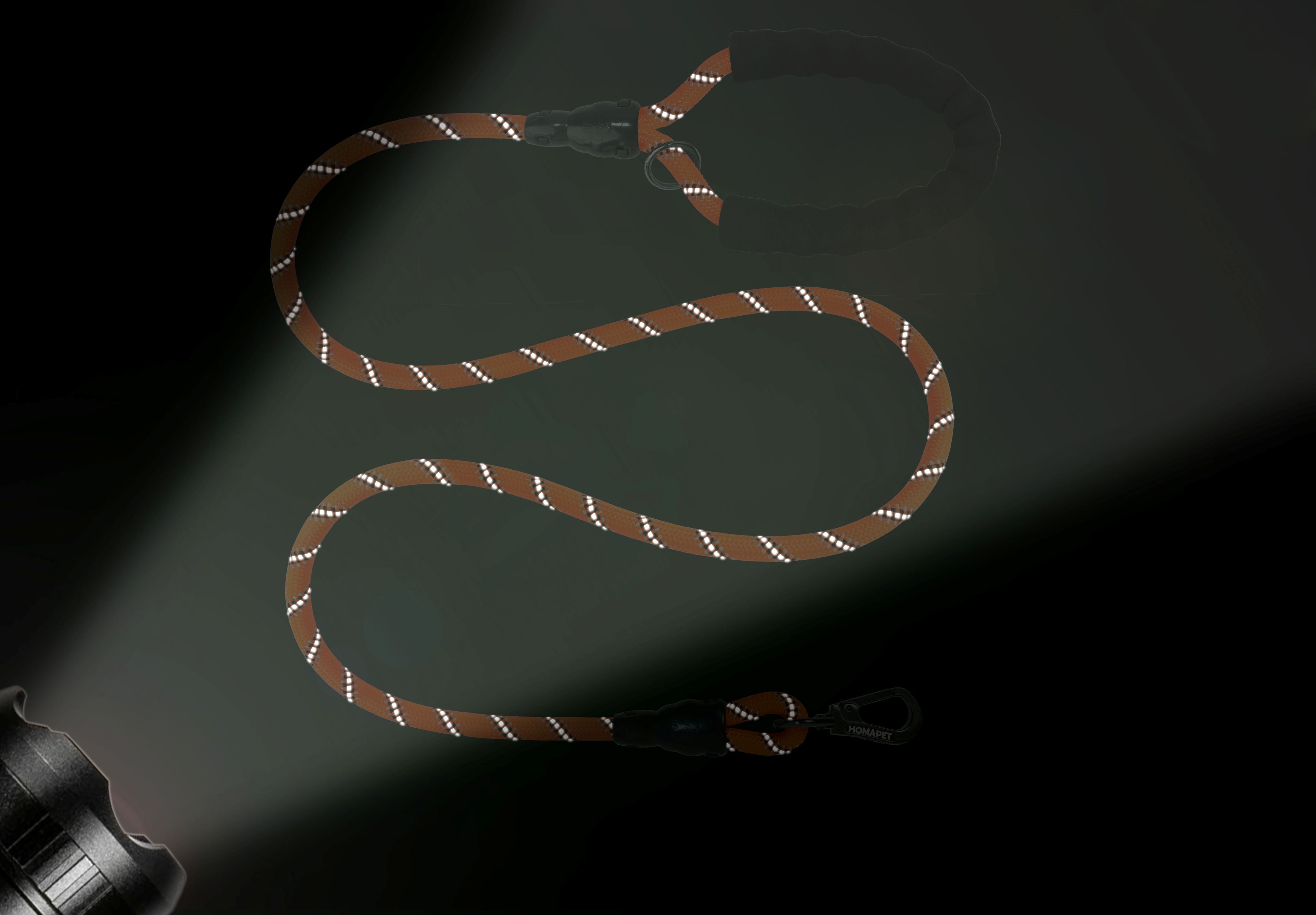 Orange Black - Grey Braided Polyester Reflective Dog Rope