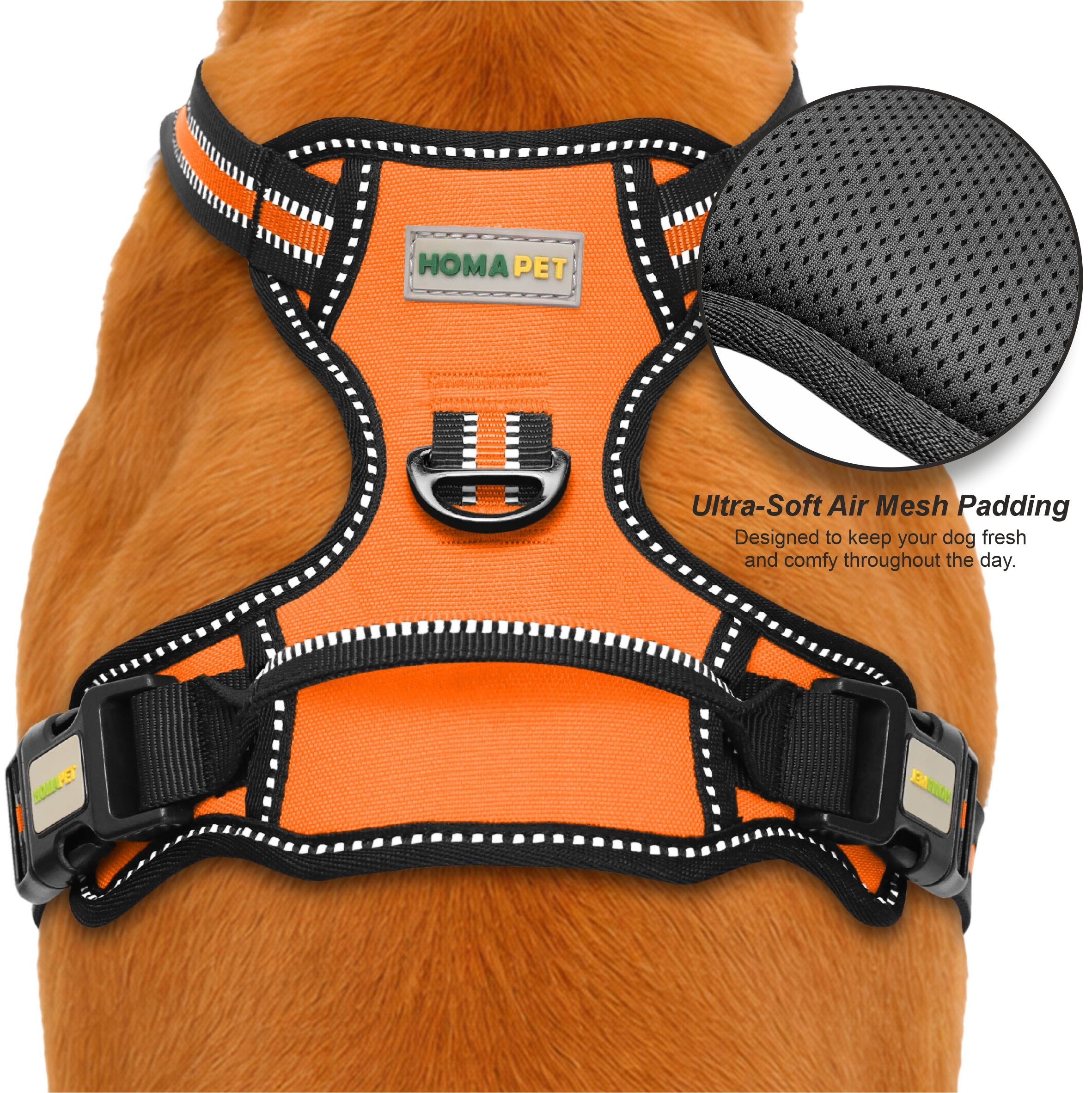 F Orange No Pull Dog Harness