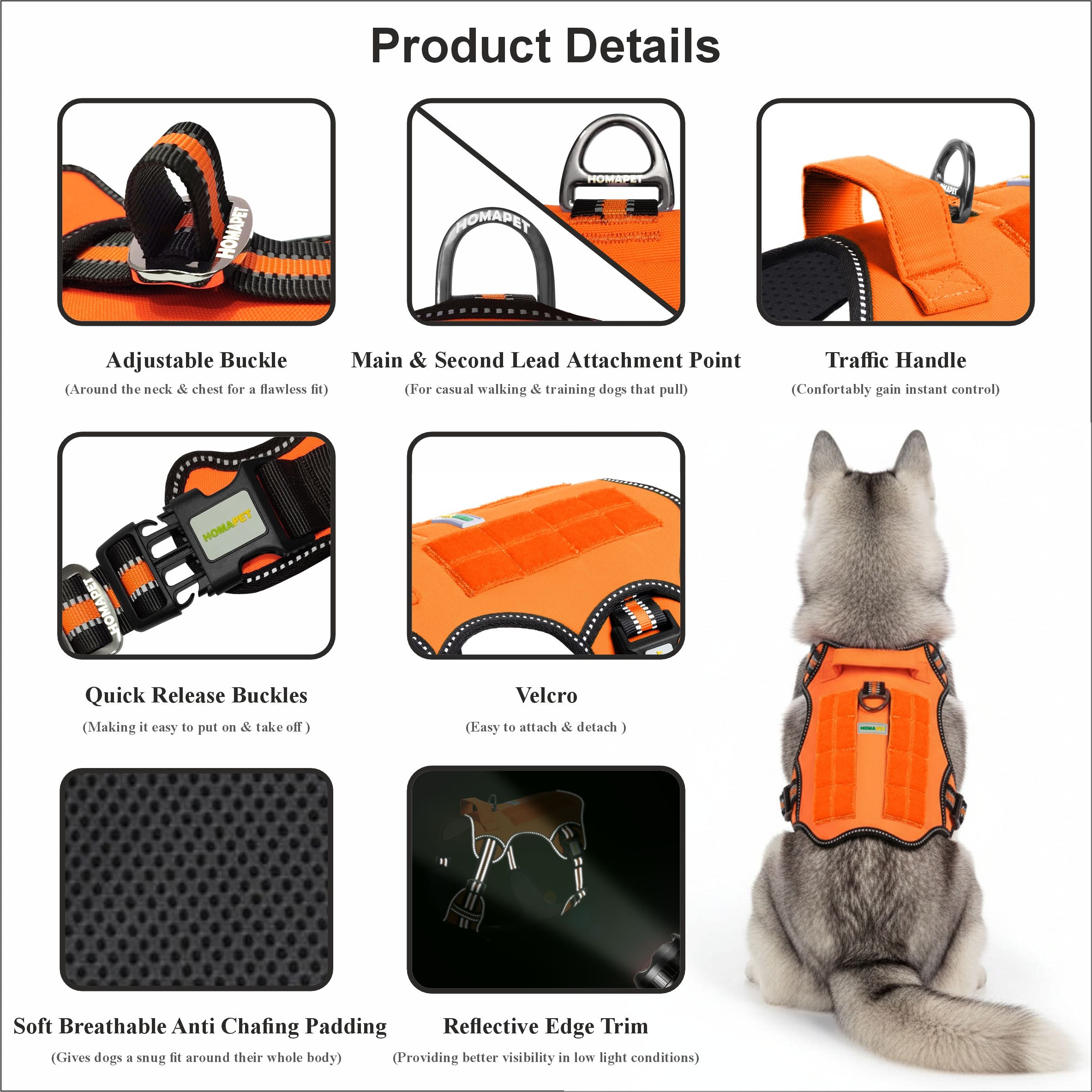 Orange Tactical Dog Harness