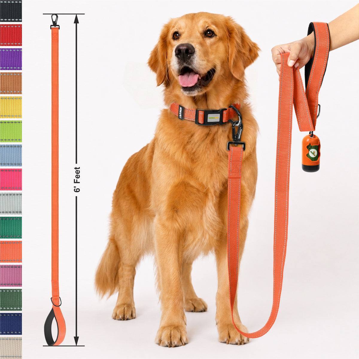 F Orange Nylon Dog Leash