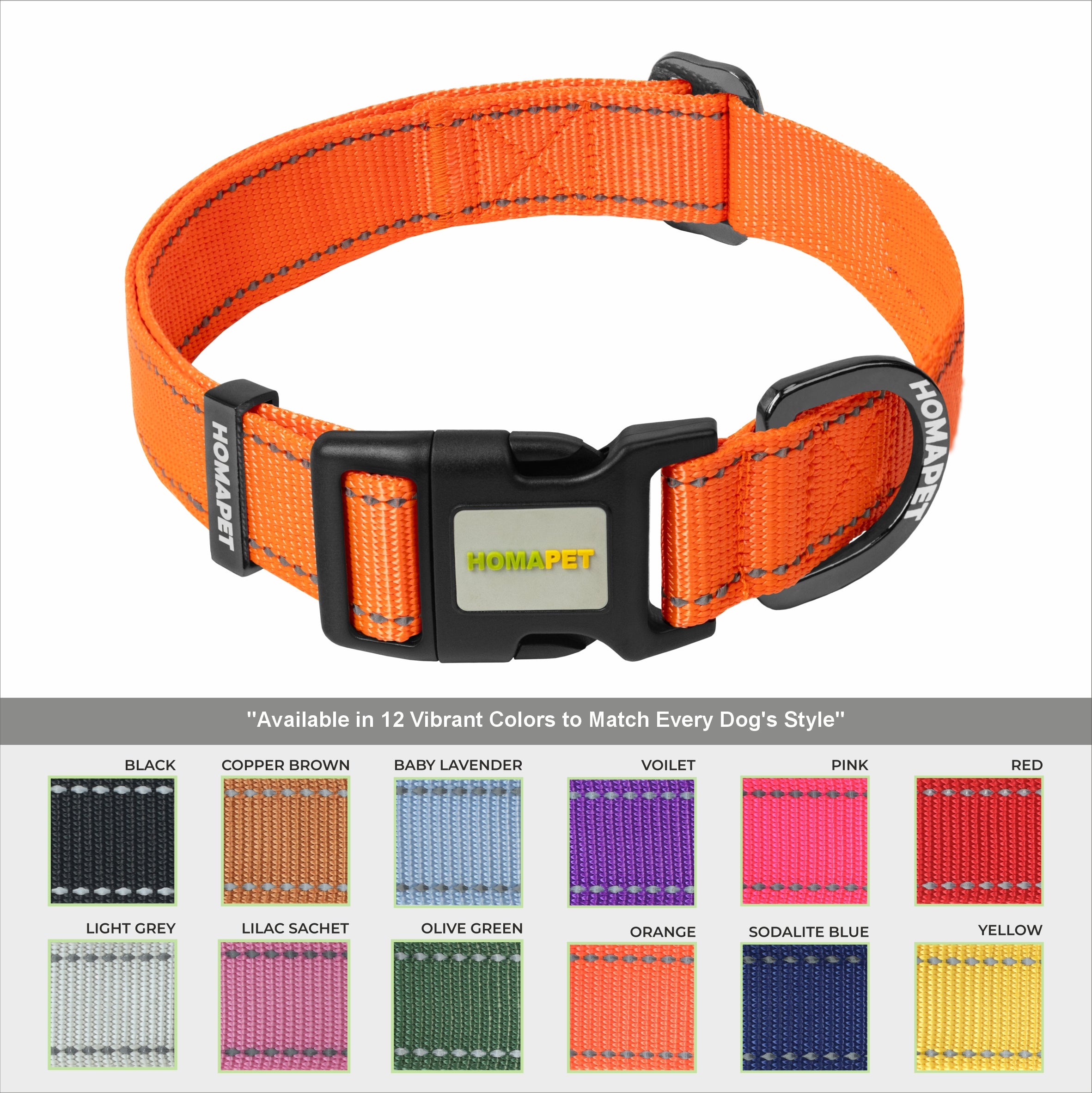 Orange Nylon Dog Collar