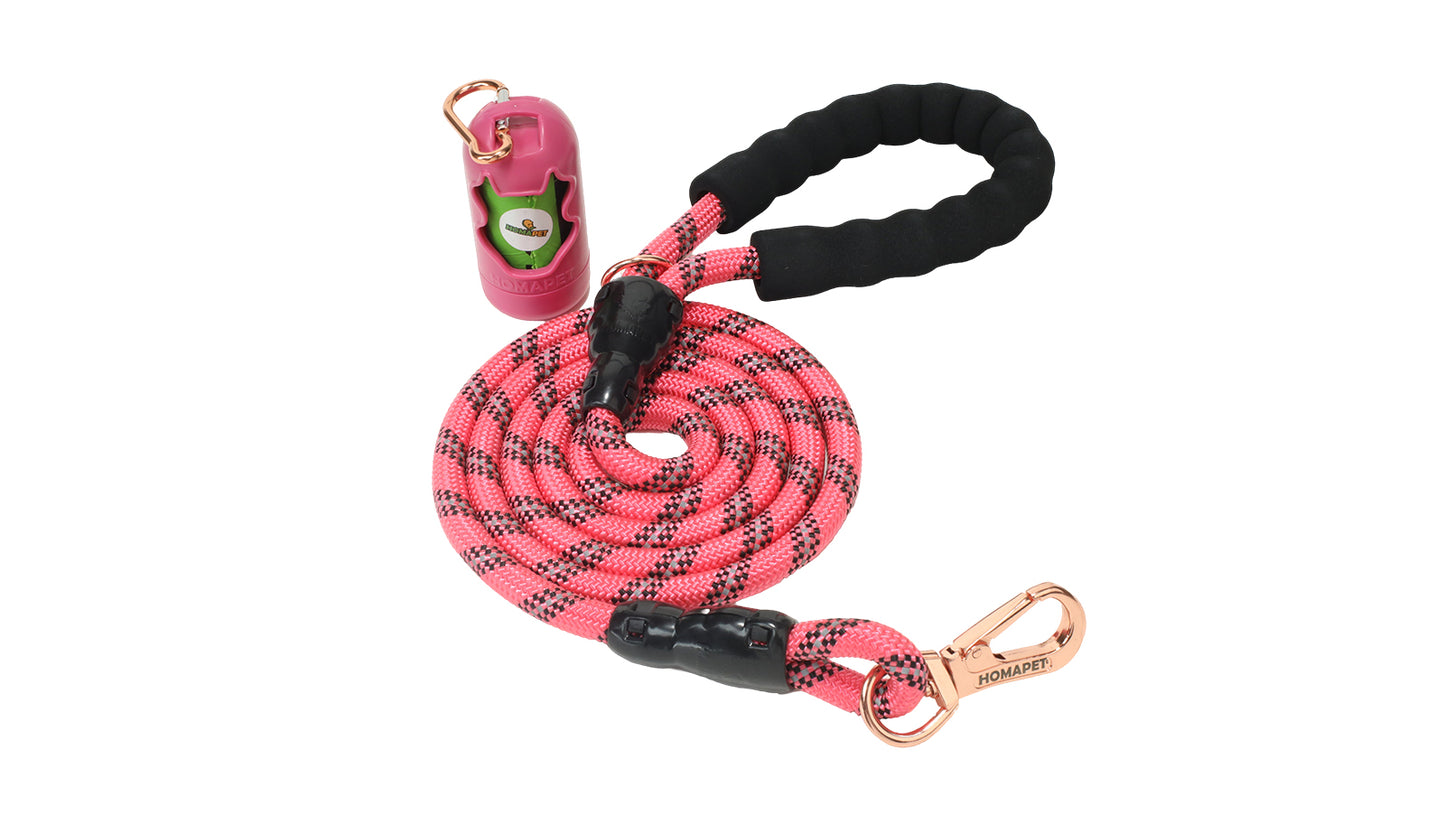 Pink - Black Braided Polyester Reflective Dog Rope