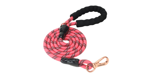 Pink - Black Braided Polyester Reflective Dog Rope