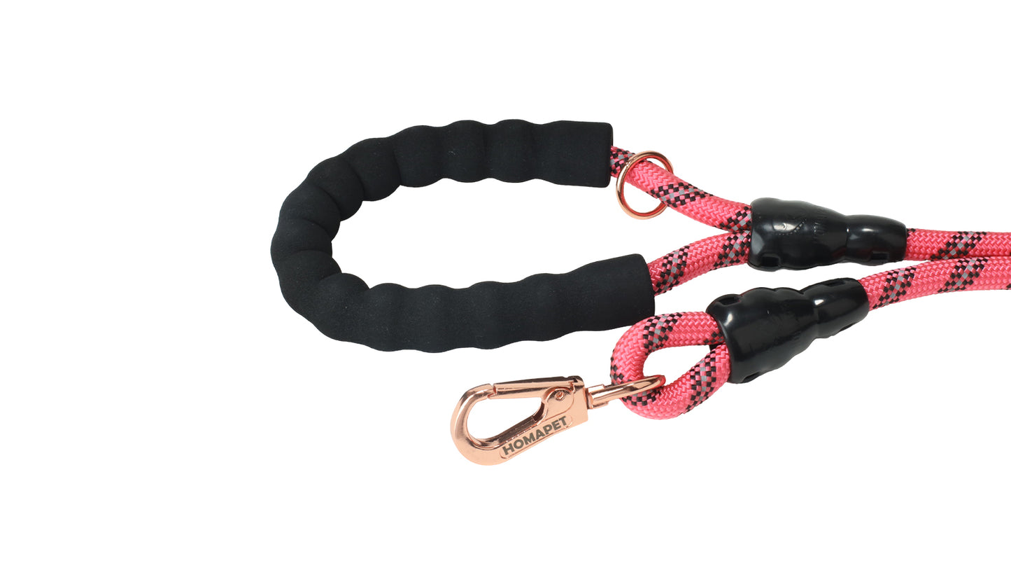 Pink - Black Braided Polyester Reflective Dog Rope