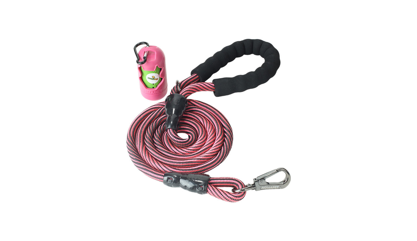 Pink Black Serpentine Polyester Non Reflective Dog Rope