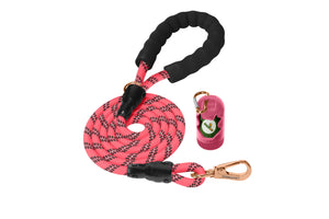 Pink - Black Braided Polyester Reflective Dog Rope