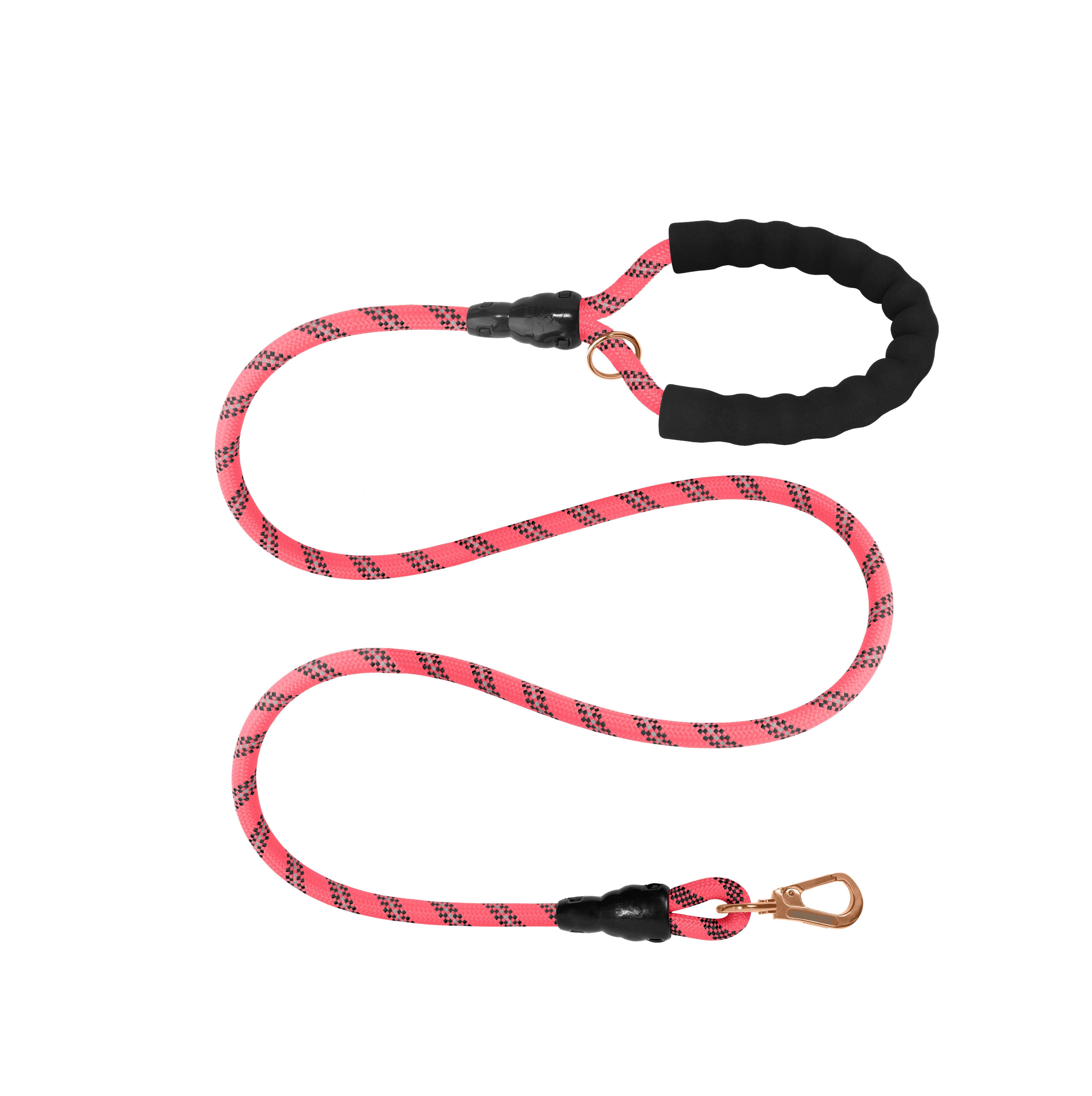 Pink - Black Braided Polyester Reflective Dog Rope