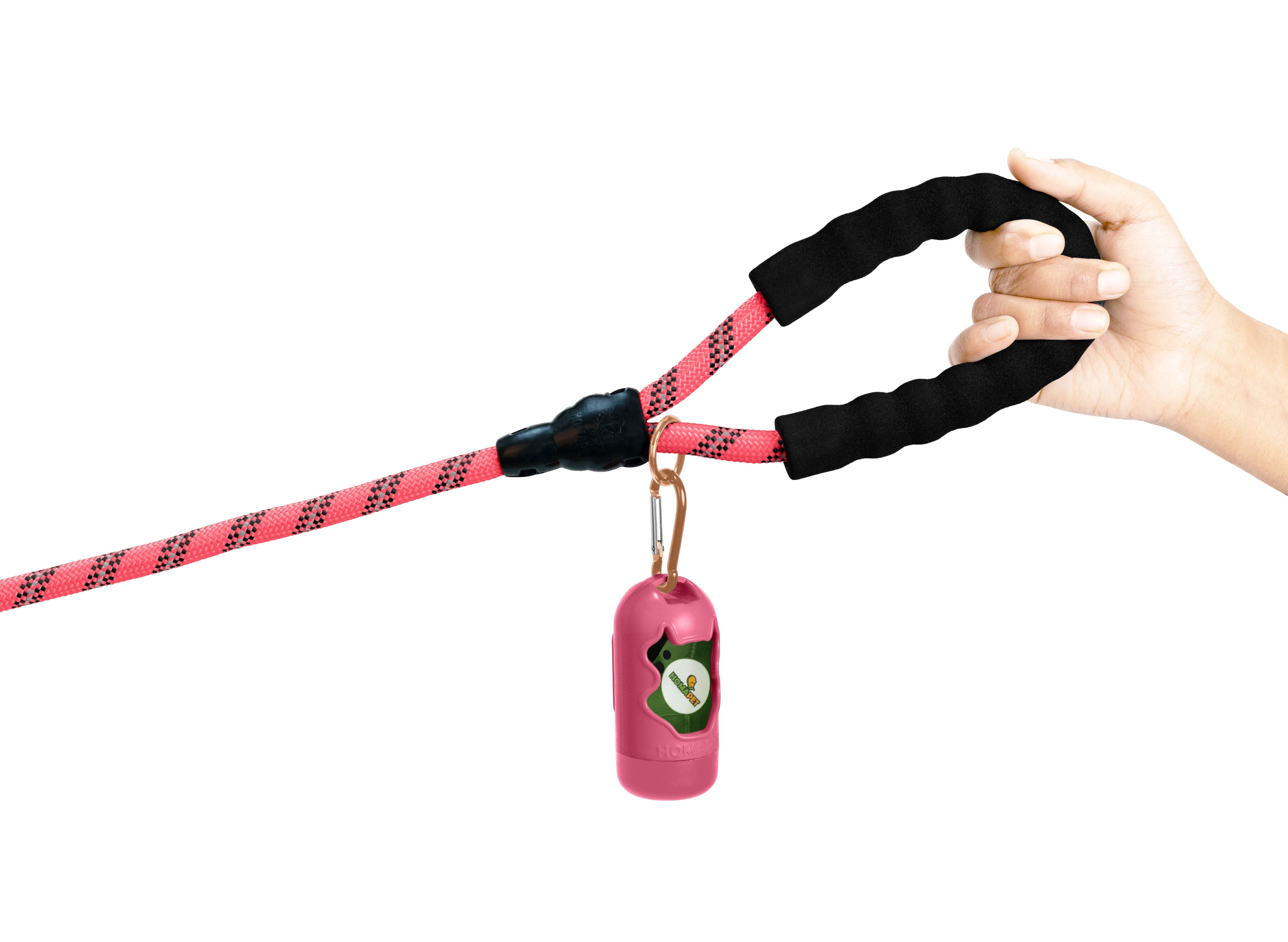 Pink - Black Braided Polyester Reflective Dog Rope