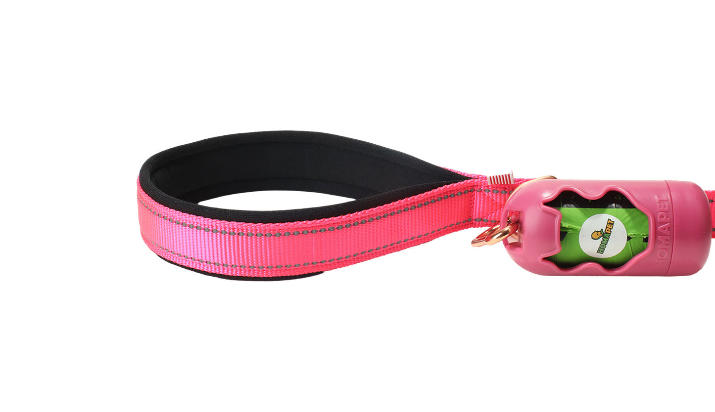 Pink Nylon Adjustable Bungee Dog Leash