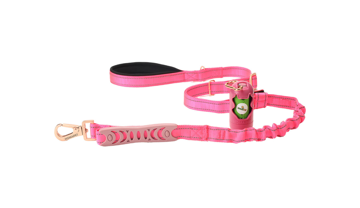 Pink Nylon Adjustable Bungee Dog Leash