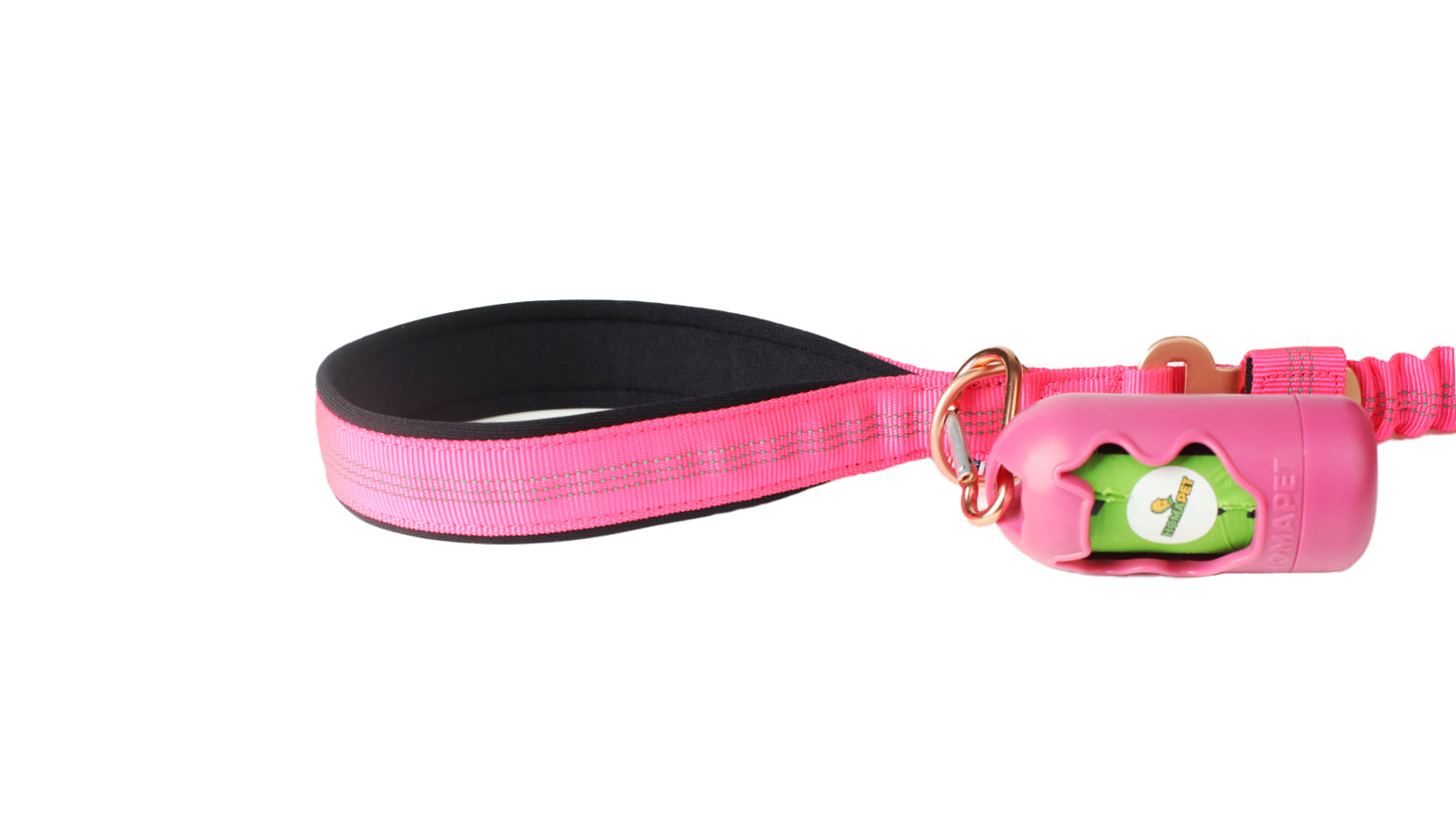 Pink Nylon Full Bungee Dog Leash