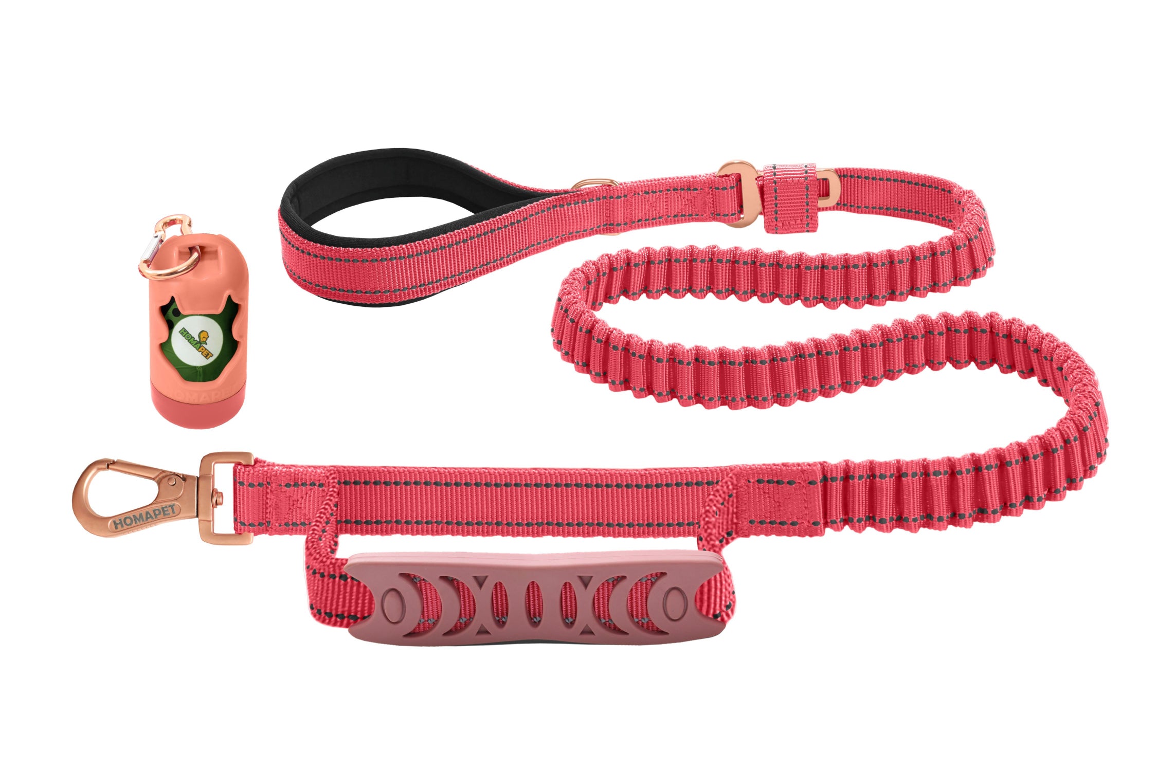Pink Polyester Full Bungee Dog Leash