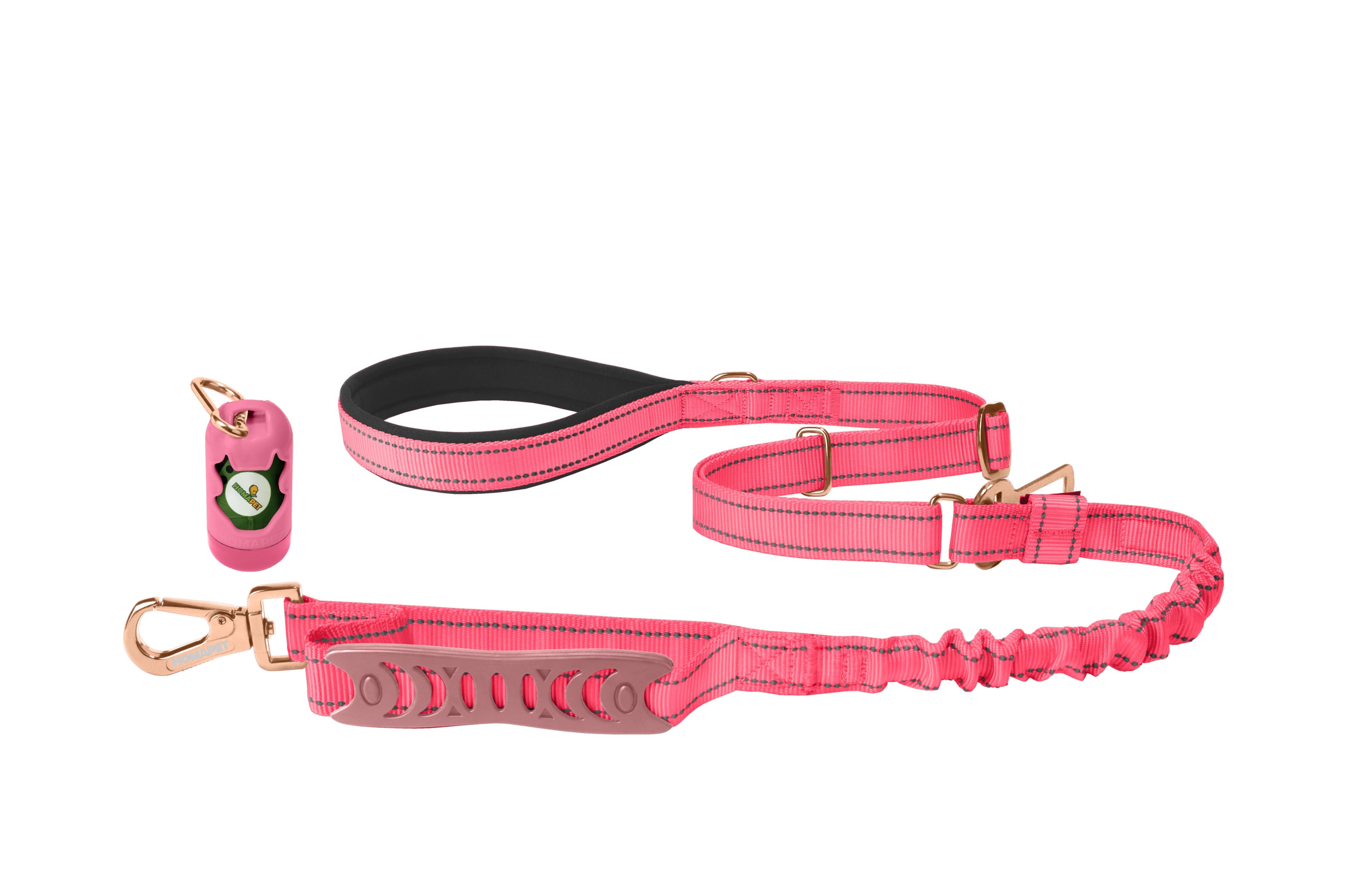 Pink Nylon Adjustable Bungee Dog Leash