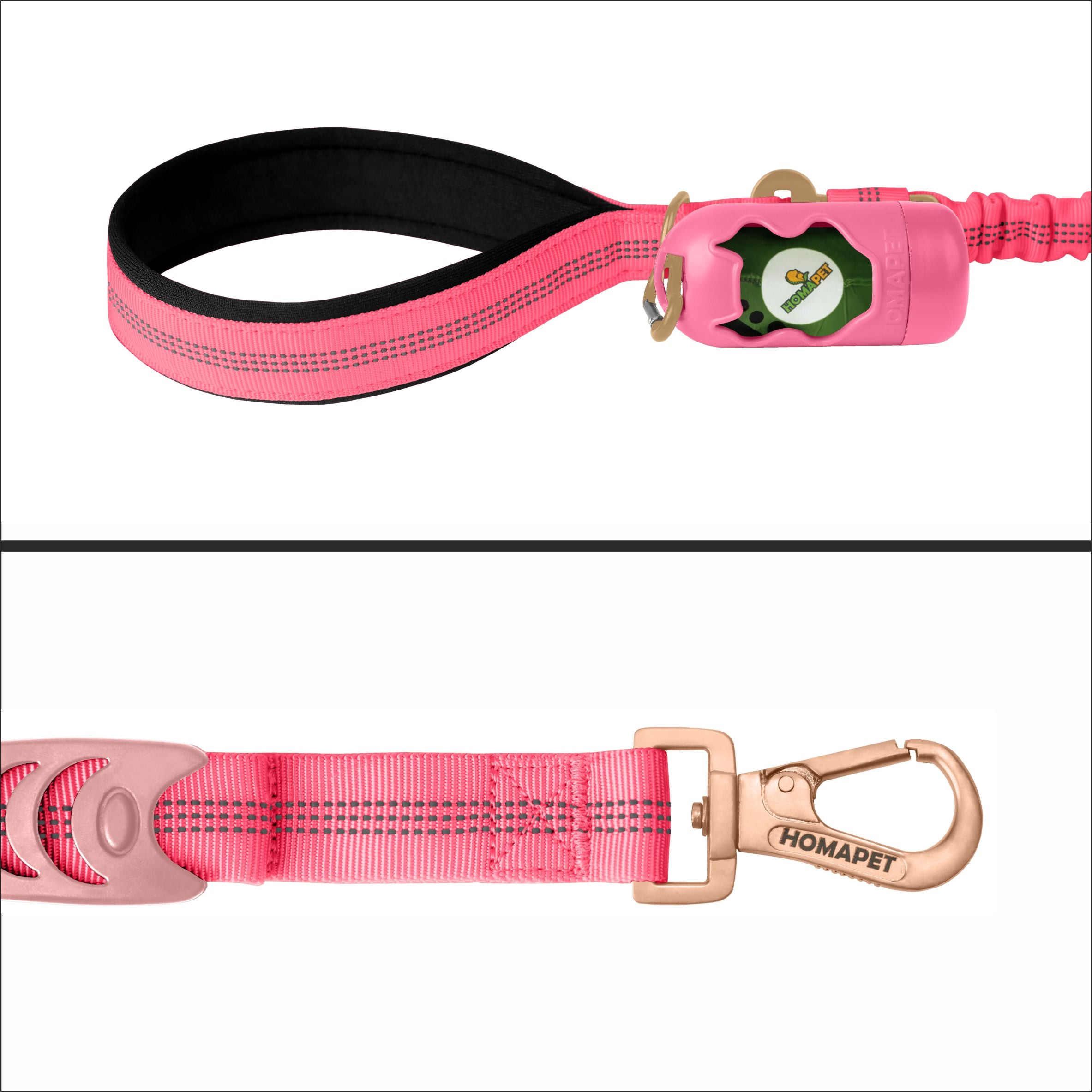 Pink Nylon Full Bungee Dog Leash