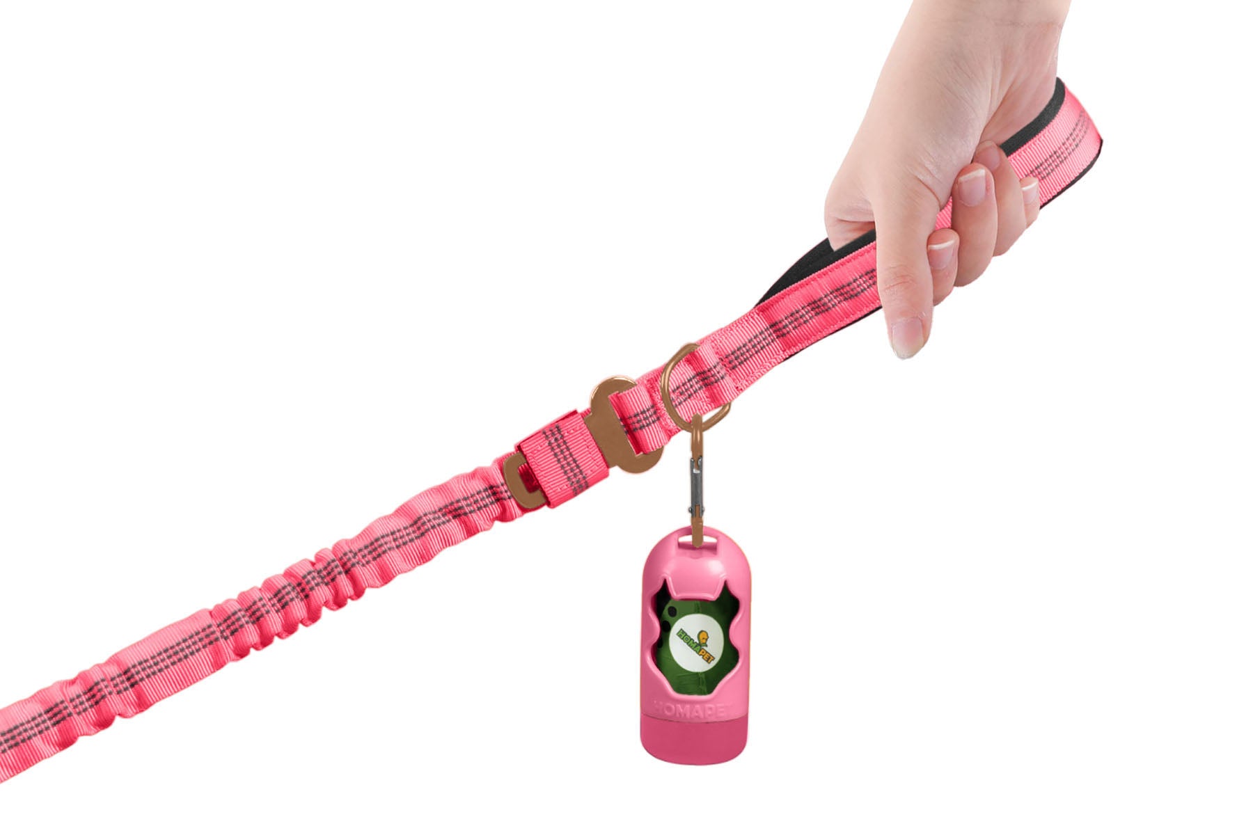 Pink Nylon Full Bungee Dog Leash