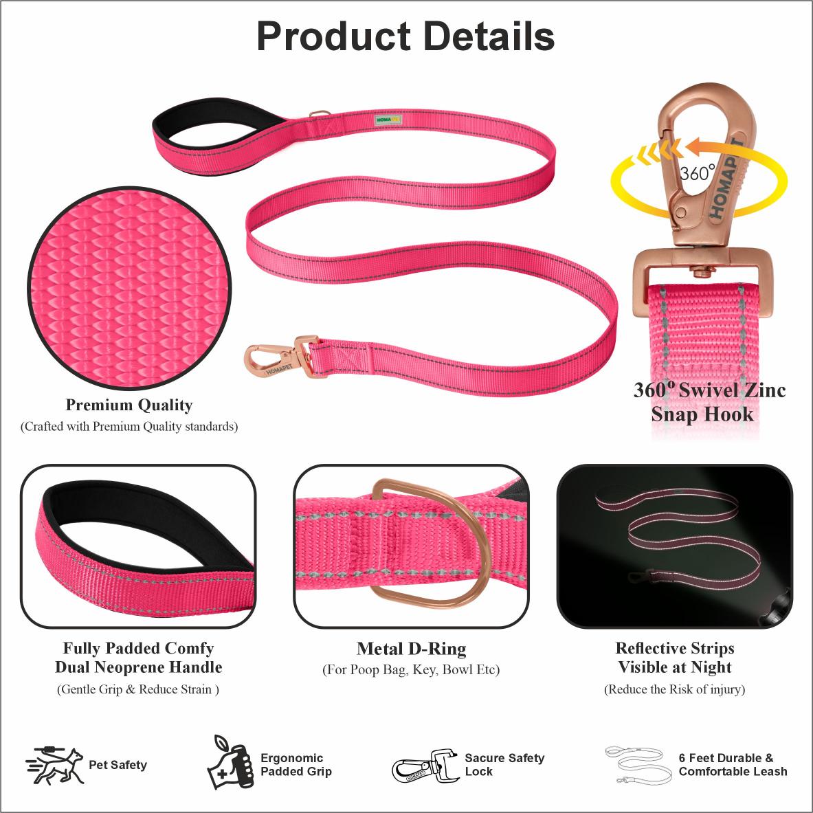Pink Nylon Dog Leash
