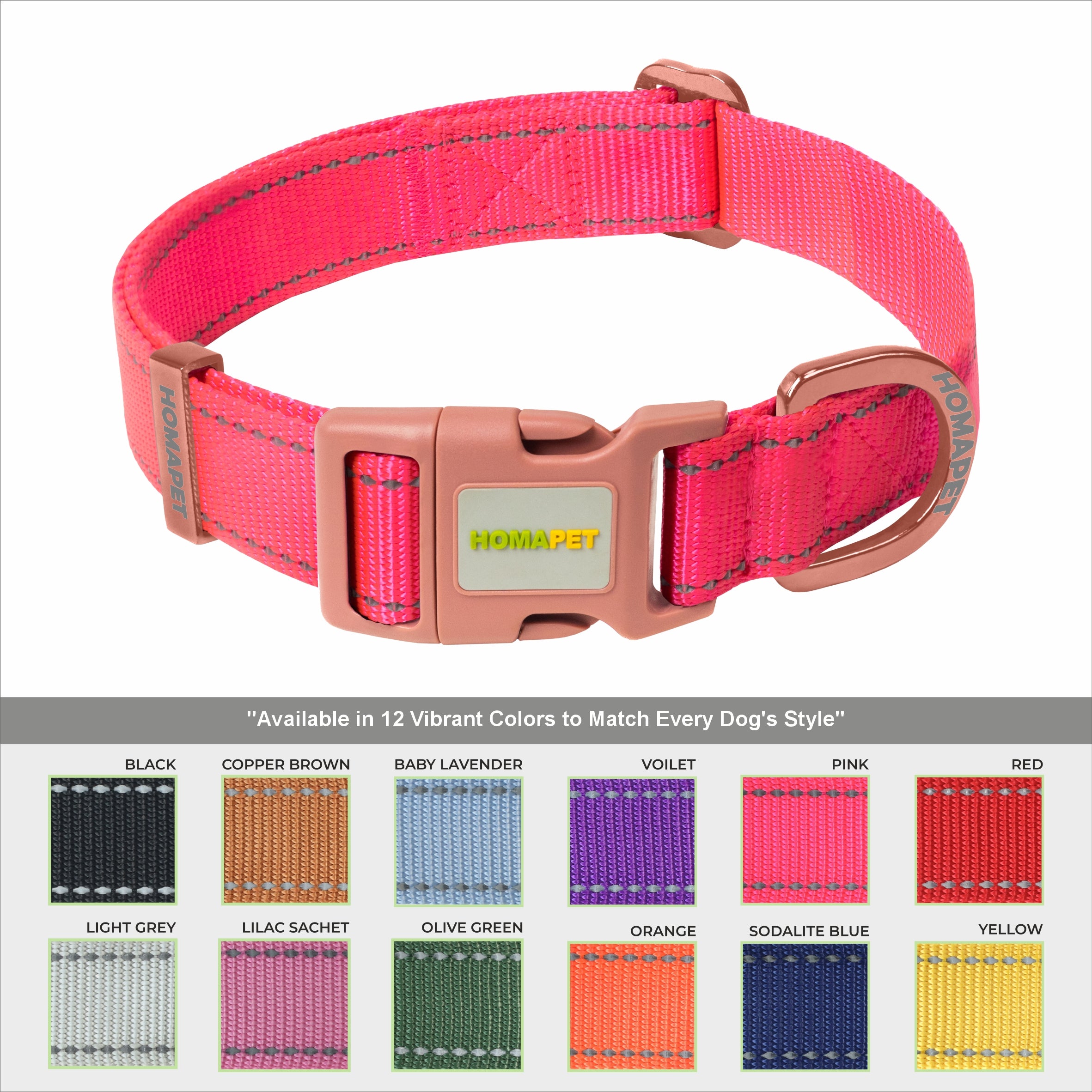 Pink Nylon Dog Collar