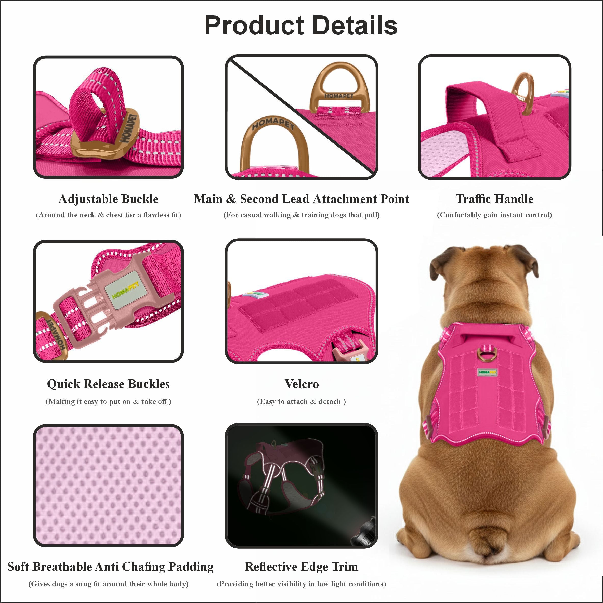 Pink Tactical Dog Harness