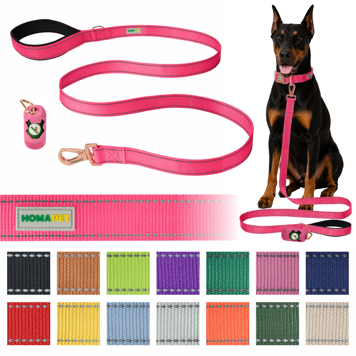 Pink Nylon Dog Leash