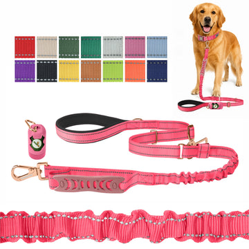 Pink Nylon Adjustable Bungee Dog Leash
