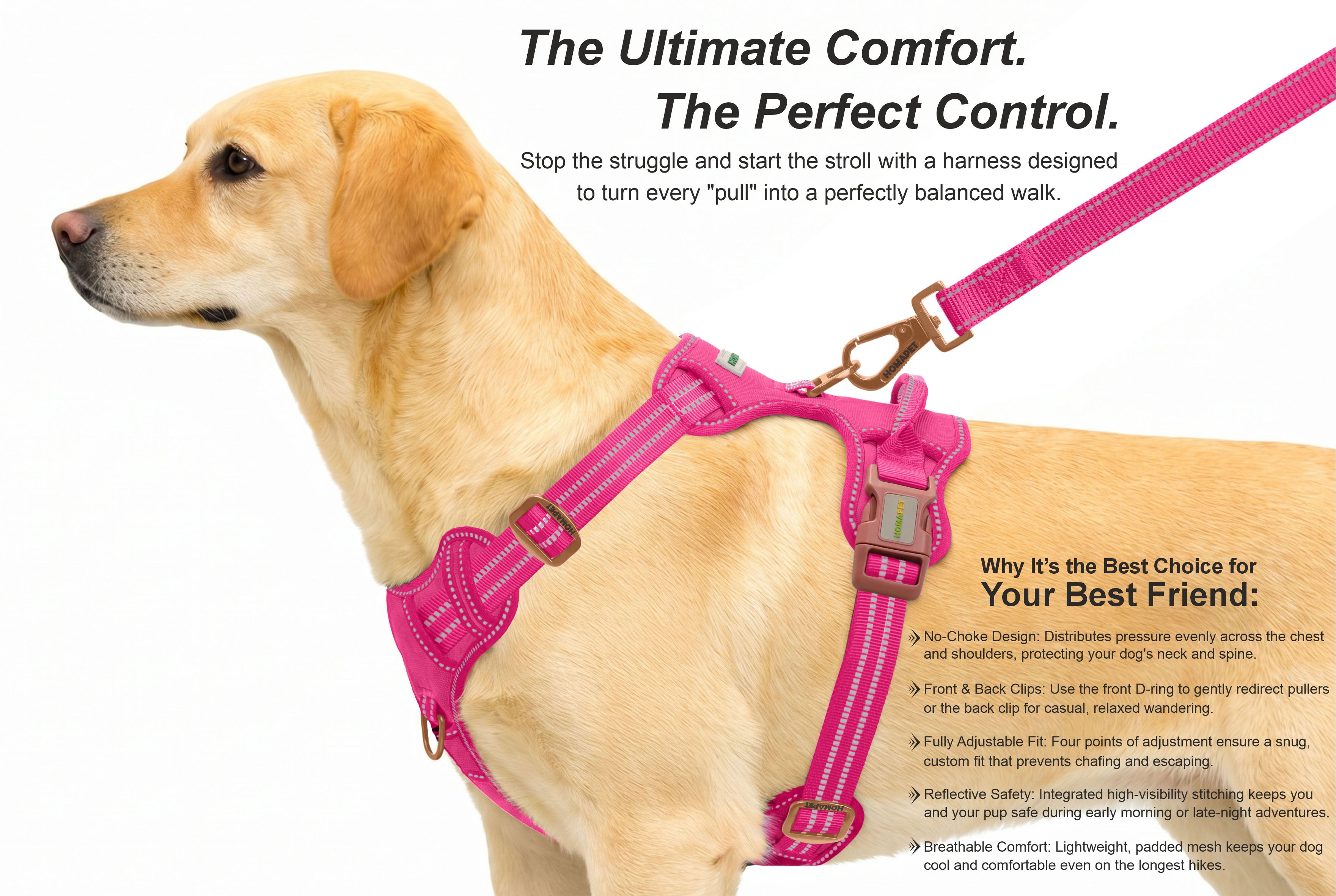 Pink No Pull Dog Harness