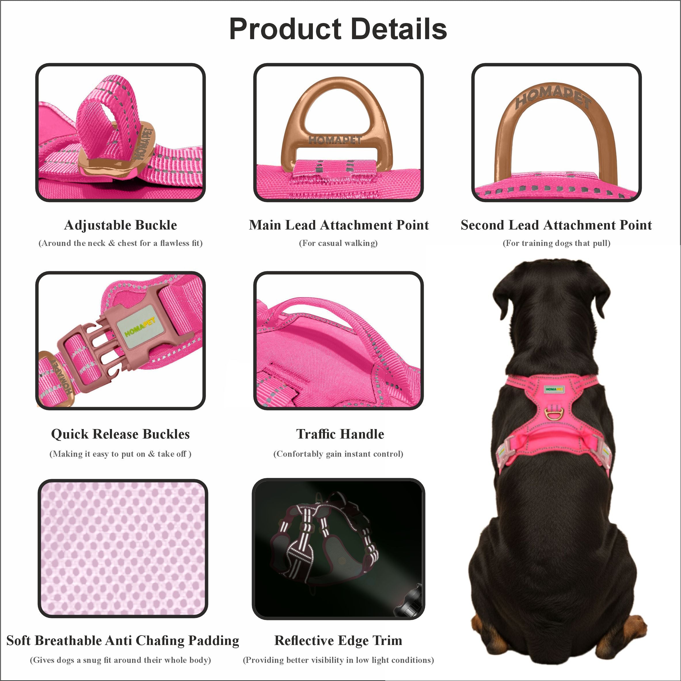 Pink No Pull Dog Harness