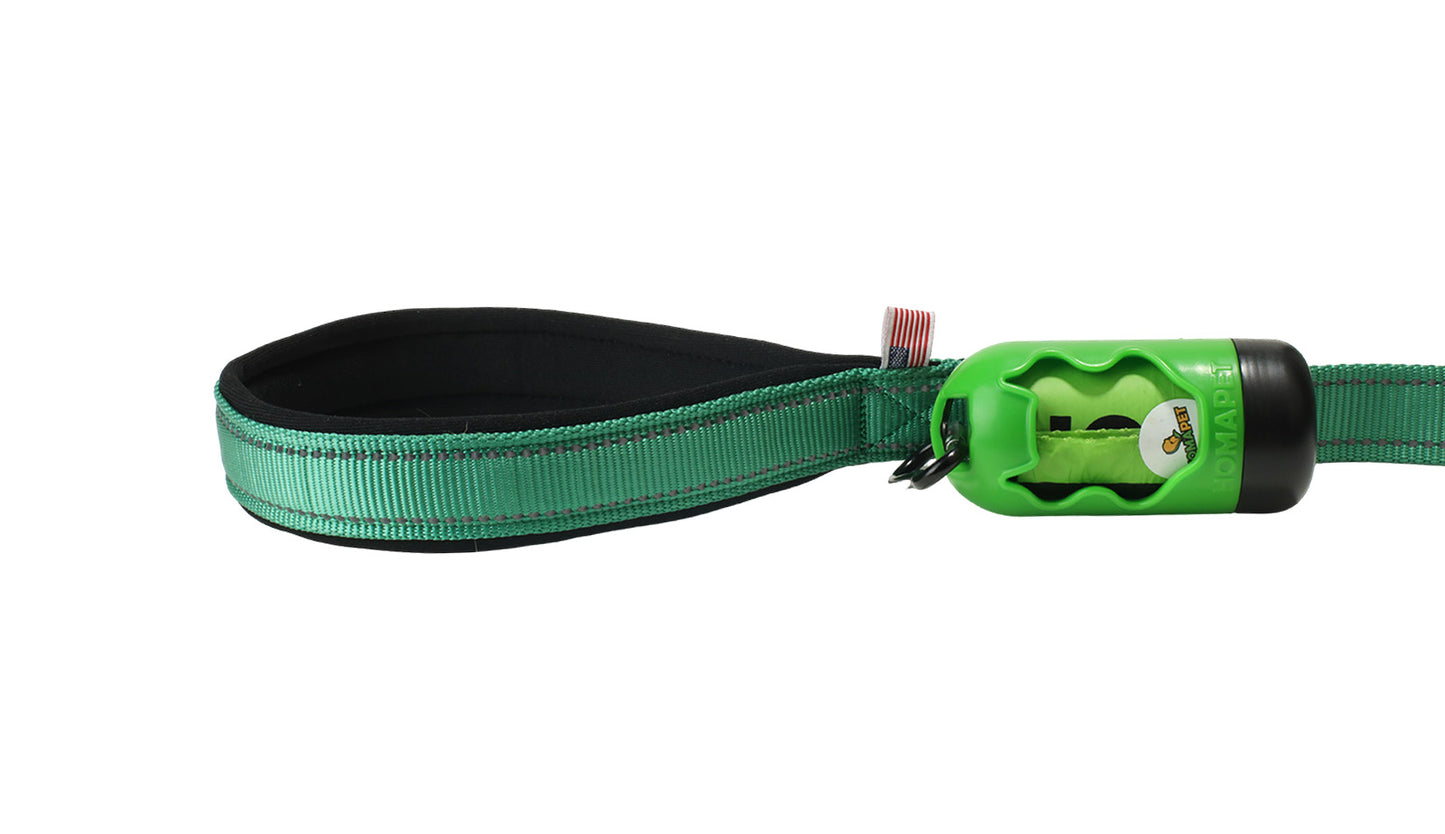 Poly Green Nylon Adjustable Bungee Dog Leash