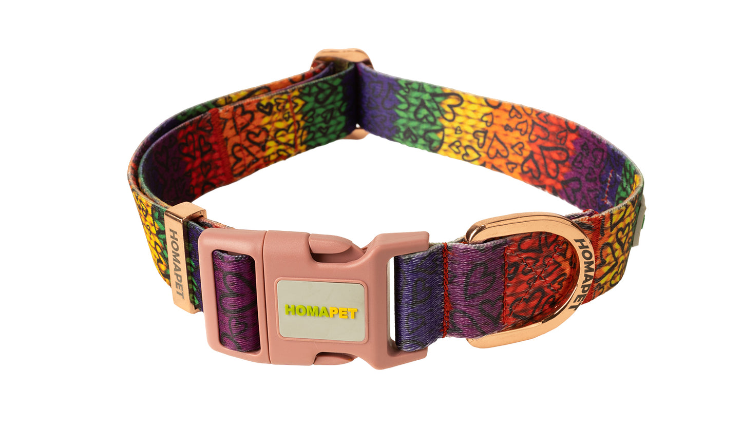 Love Printed Polyester Dog Collar