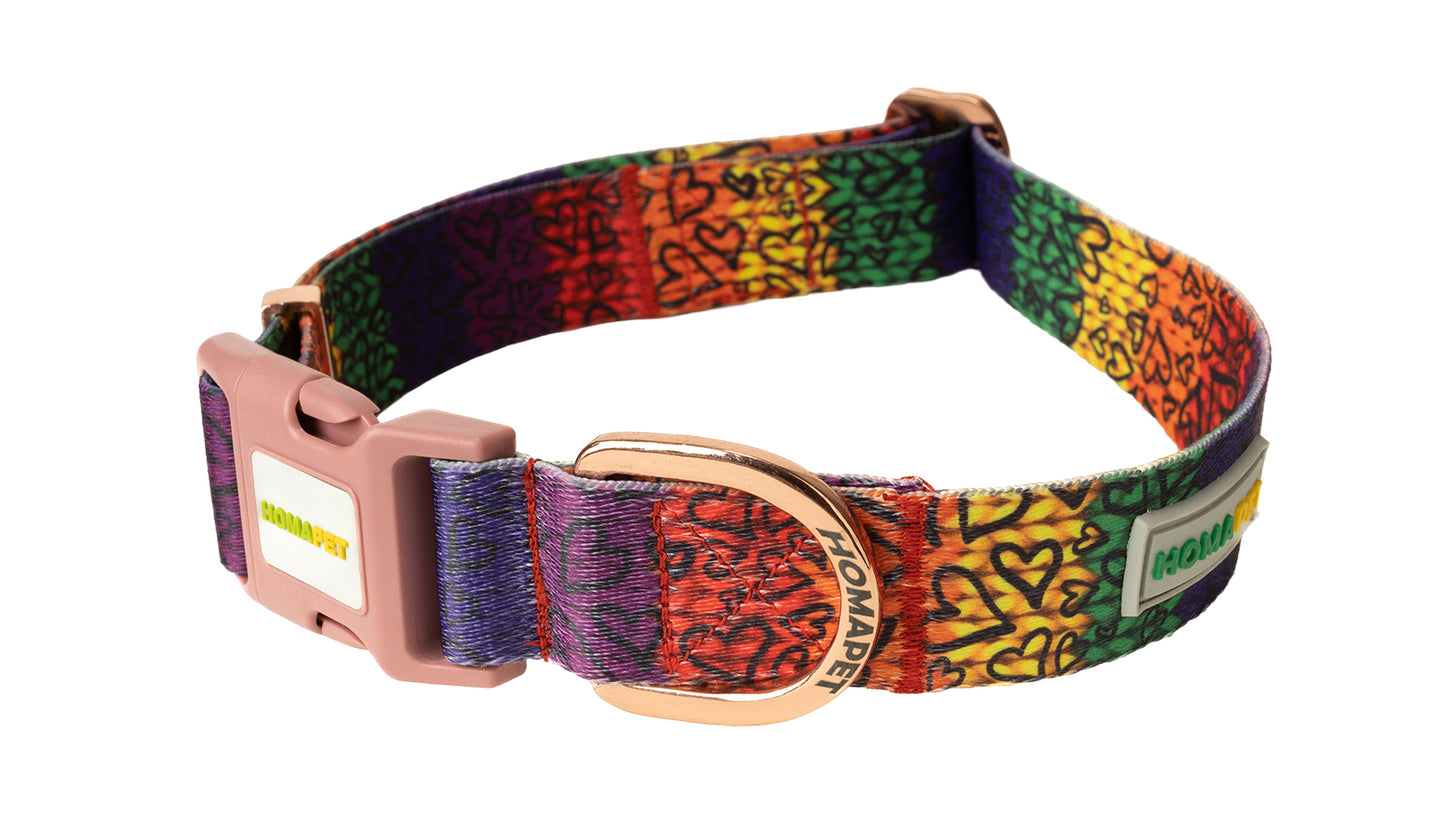 Love Printed Polyester Dog Collar