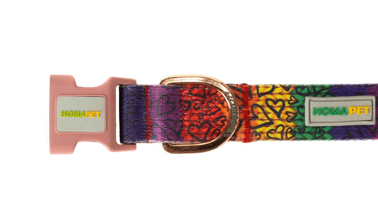 Love Printed Polyester Dog Collar