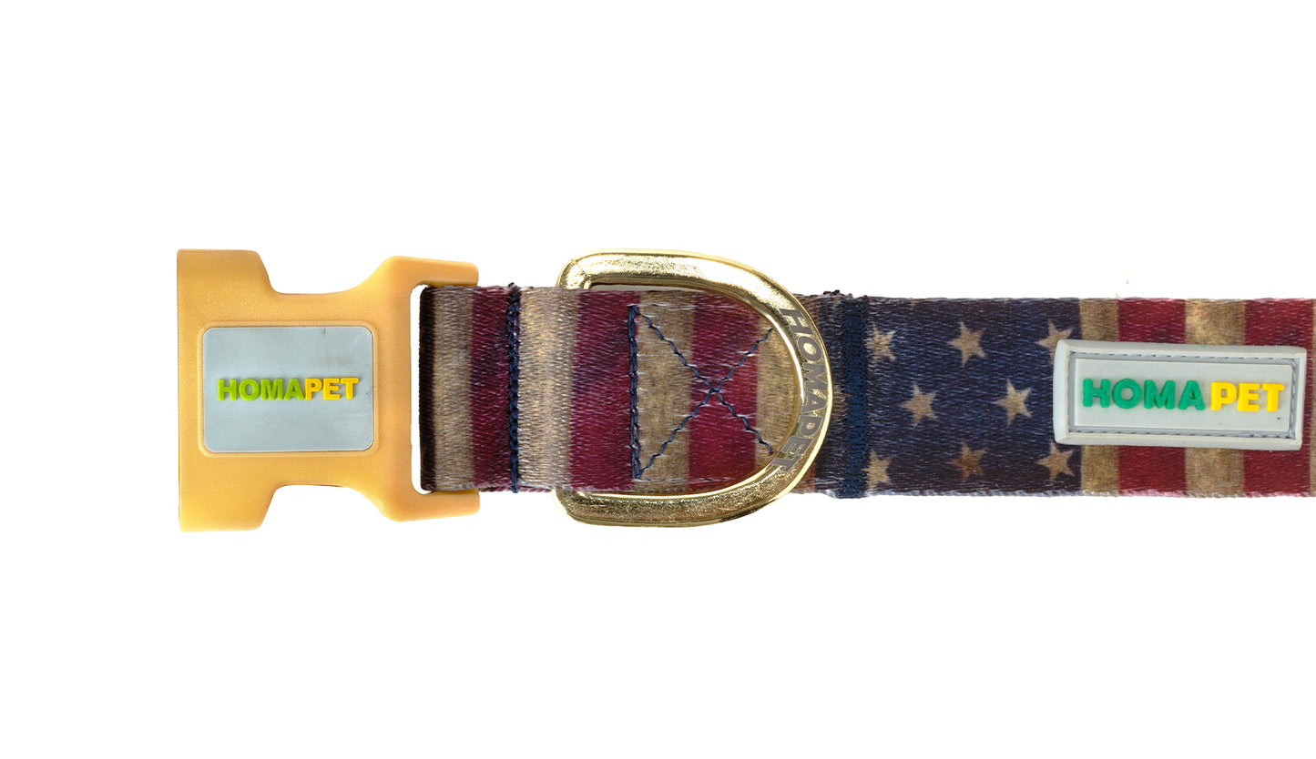 US Flags Printed Polyester Dog Collar