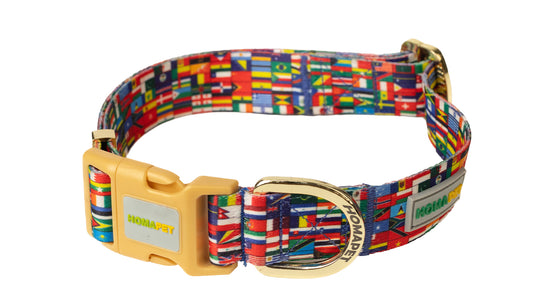 World Flags Printed Polyester Dog Collar