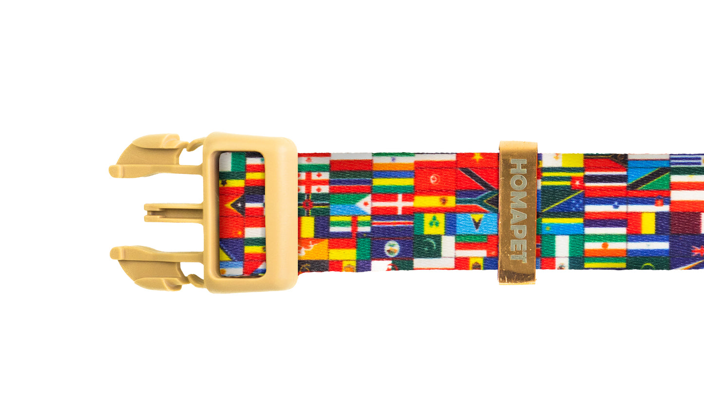 World Flags Printed Polyester Dog Collar