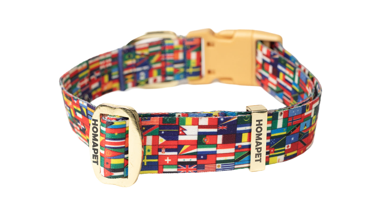 World Flags Printed Polyester Dog Collar