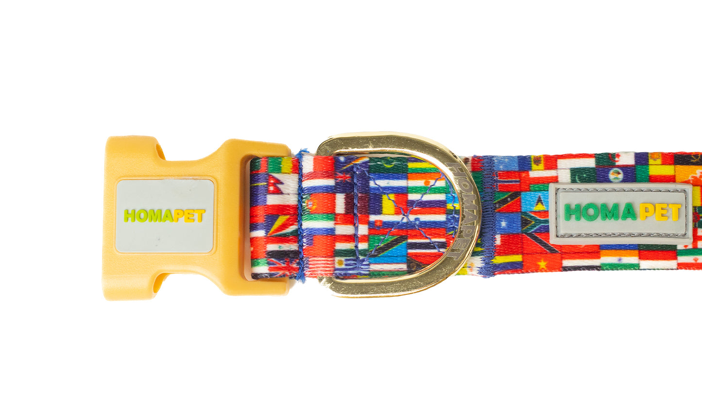 World Flags Printed Polyester Dog Collar