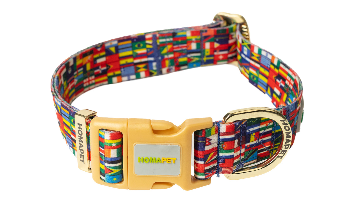 World Flags Printed Polyester Dog Collar