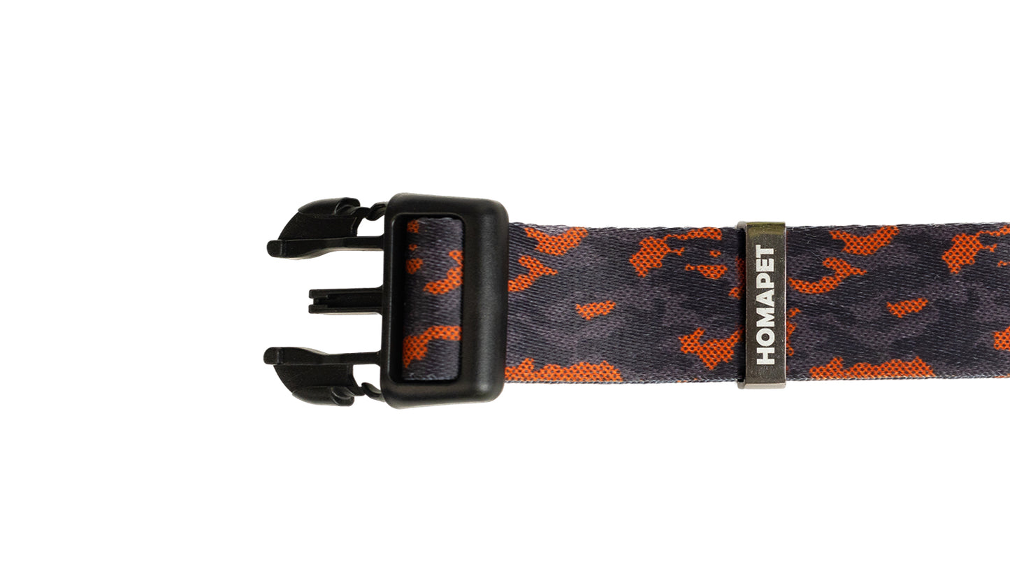 Orange Black Camo Printed Polyester Dog Collar