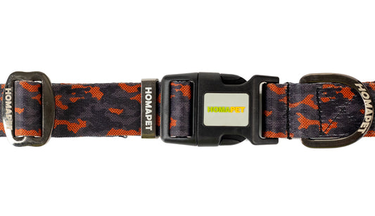 Orange Black Camo Printed Polyester Dog Collar