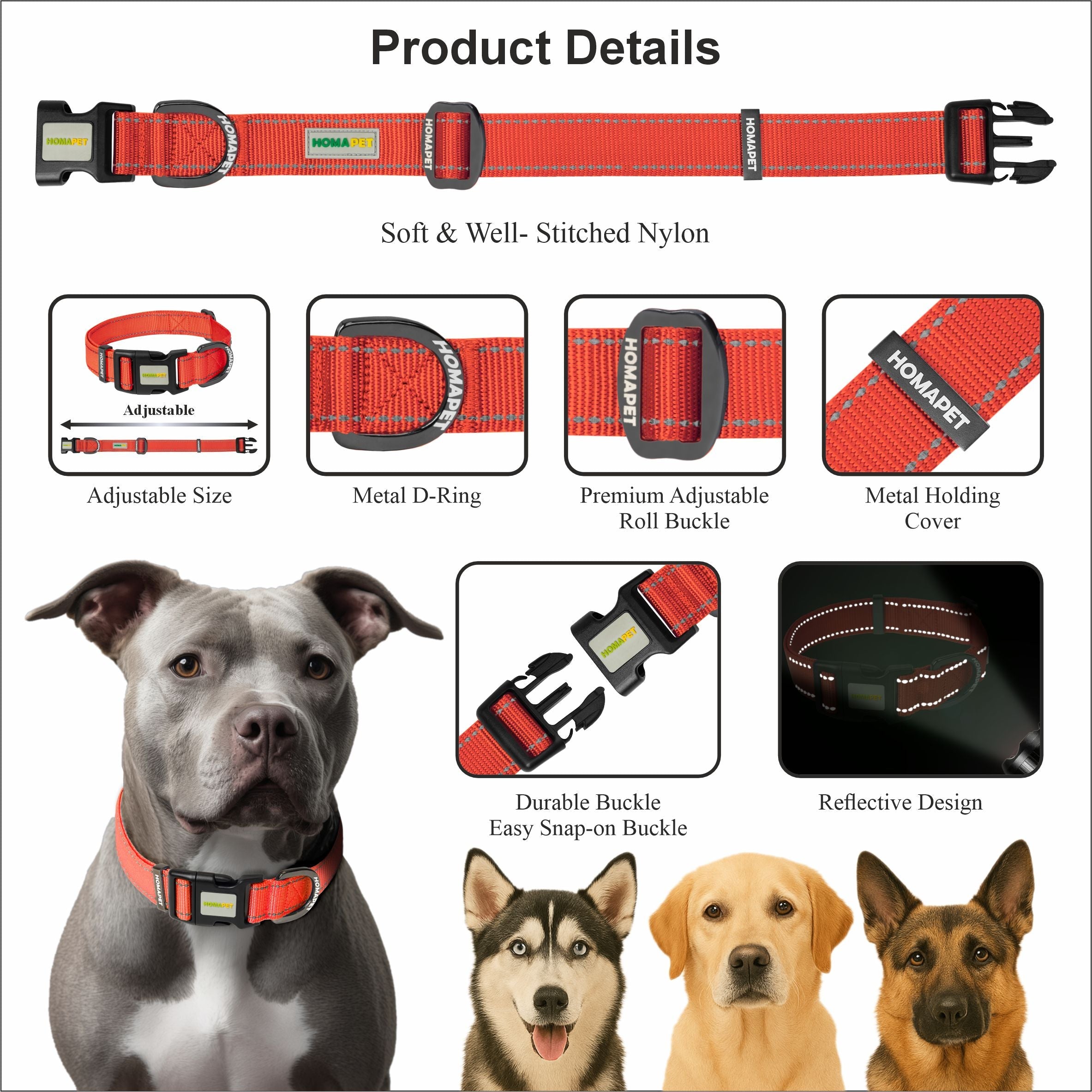Red Nylon Dog Collar