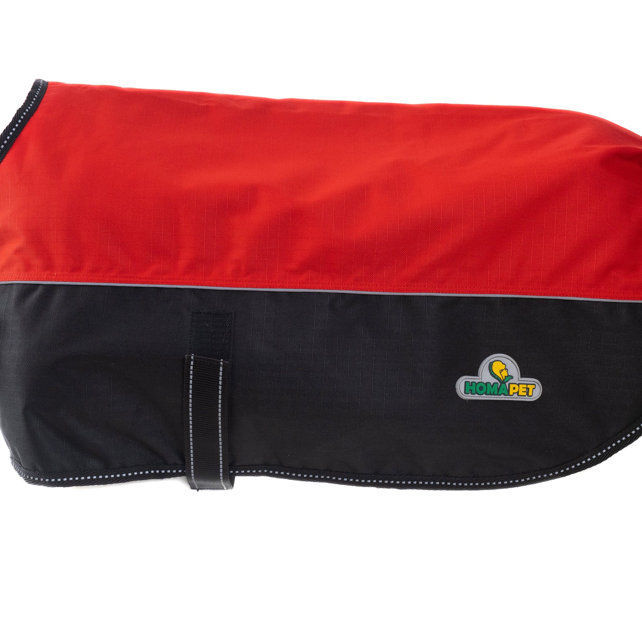 Red Black Alps Dog Coat with 100 GSM Padding - Flat